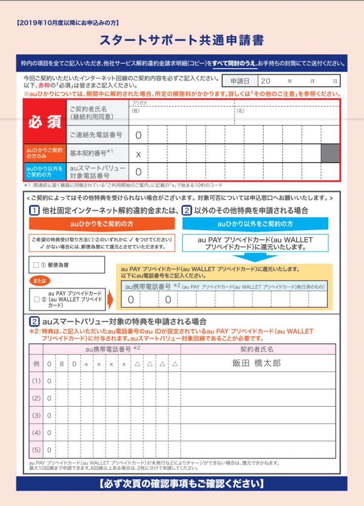 スタートサポート申請書